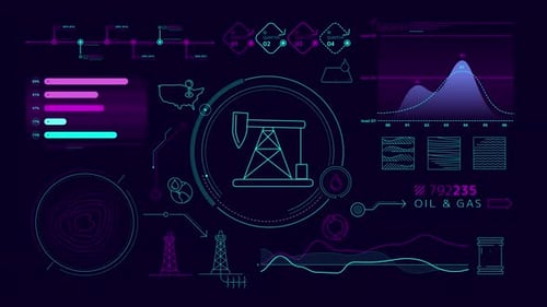 Infographics About Oil Production Animated on the Alpha Channel