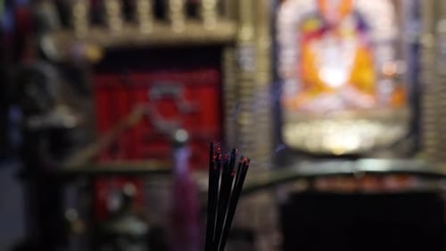 Incense burning in a temple.