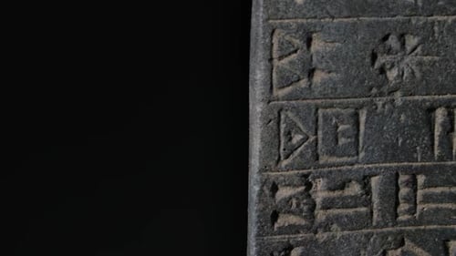 Detailed Stone Carving with Ancient Shapes and Lines