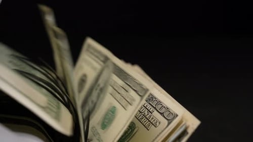 Money Counter Counts Stacks of Hundred Dollar Bills