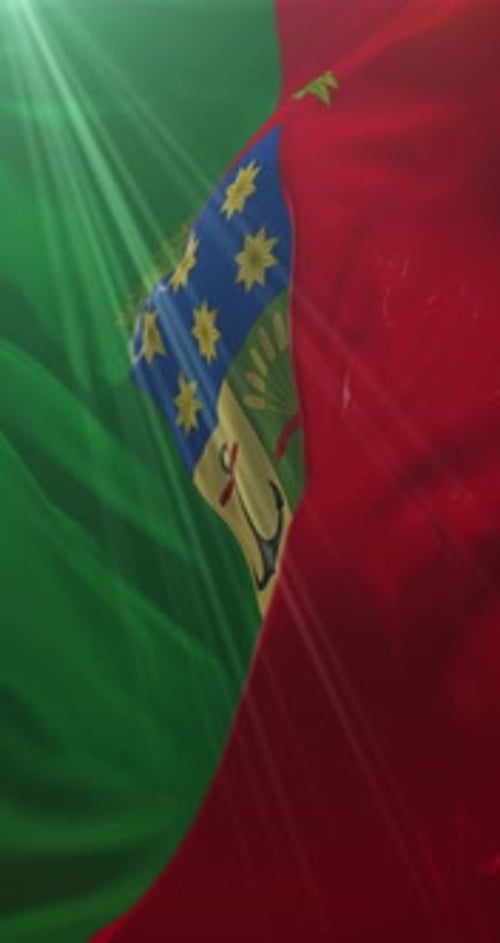 Waving Vertical Flag Animation with Light Rays