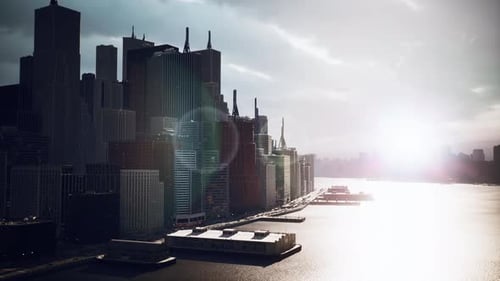 Aerial View of City Skyscrapers