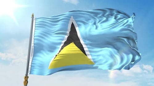 Saint Lucia National Flag Waving Animation