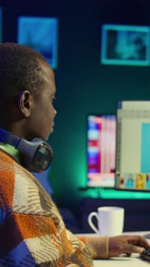 Vertical Video Videography Specialist Editing New Movie Clip for Video Montage