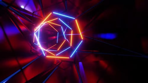 Dynamic futuristic neon tunnel animation looping endlessly