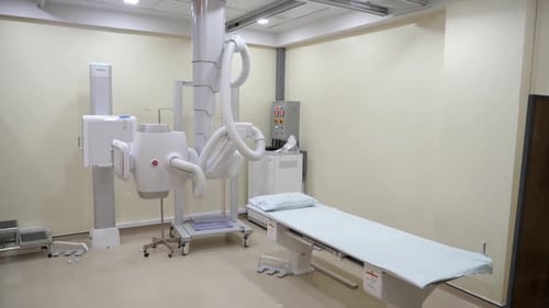 White X-ray Machine In X-Ray Room, No People
