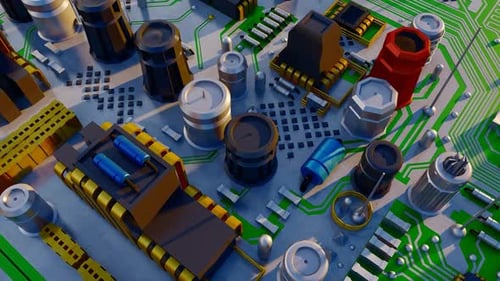 Computer Chip Circuit Board 3D Animation