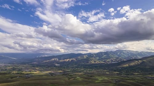 Aerial Mountain Time-Lapse with Cloud Movement