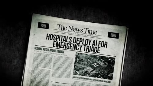 Grunge News Paper Reveal with AI Technology Headline