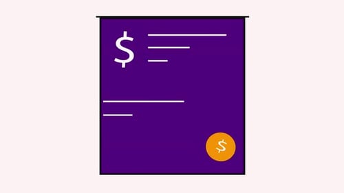 Animated Flat Design Financial Document with Dollar Symbol