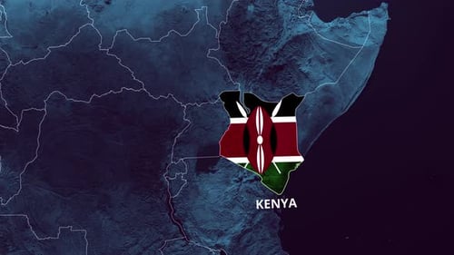 Kenya Map Highlight with Flag Reveal and Country Name
