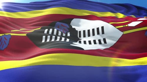Zoom In Realistic Flag Of Swaziland 4K