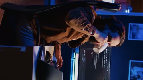 IT Professional Doing Multitasking in Apartment Office While Listening Music