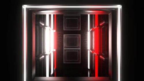 Red And White Fast Flashing Light Strobe Neon Corridor Background Vj Loop In HD