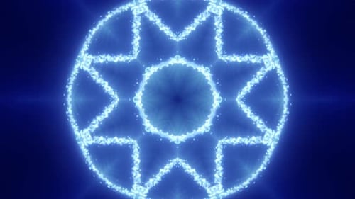 Abstract Geometric Blue Glowing Mandala Kaleidoscope Animation Background Loop