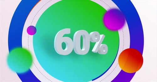 Abstract Percentage Counter with Colorful Spheres