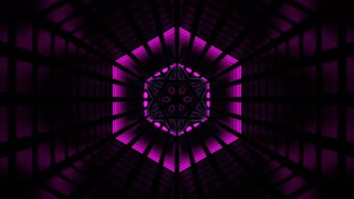 Pink And Cyan Neon Glow Hexagonal Tunnel Background Vj Loop In 4K