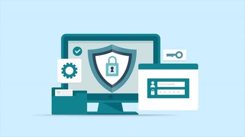 Animated Data Security Concept with Flat Design Elements