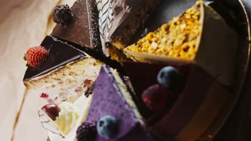 Colorful and Delicious Cake Slices Assortment