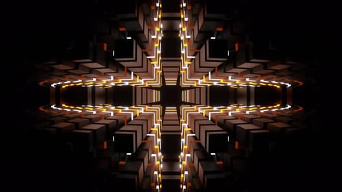 Orange And White Neons Moves In Rectangles Background Vj Loop In 4K