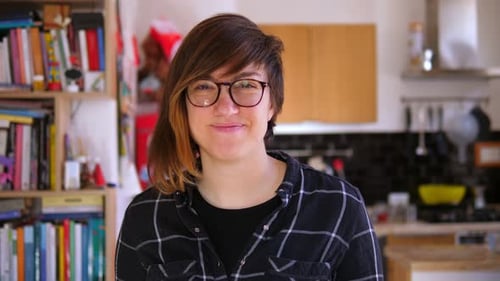 Smiling Woman in Home Setting