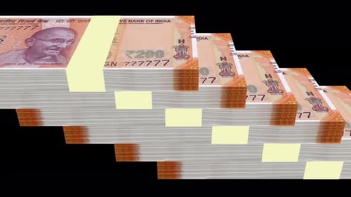 Animation du paquet de devises indiennes de 200 roupies