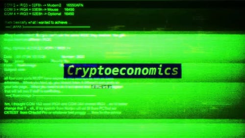 Cryptoeconomics On Digital Screen Message On Computer Screens