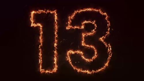 Burning Number. Fire Number 13 Animation