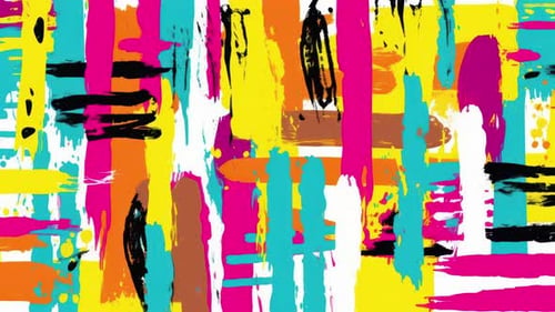 Boucle de trait de pinceau de dessin animé sans couture avec éclats de couleurs abstraites