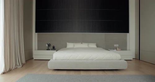 Modern Minimalist Bedroom Interior in Natural Daylight