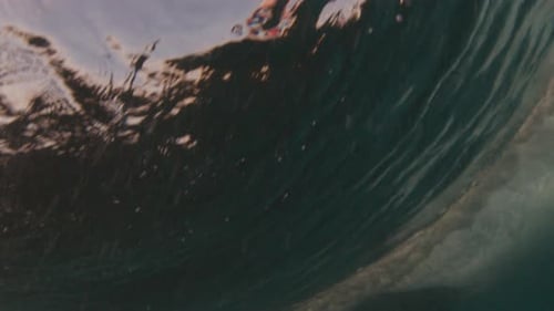 Underwater view of the breaking wave in the Maldives