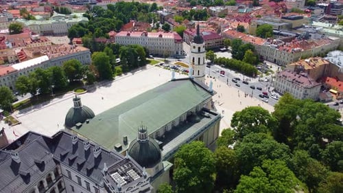 Cathedral Square in Old Town, Vilnius, Lithuania