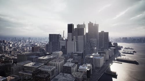 Aerial View of City Skyscrapers