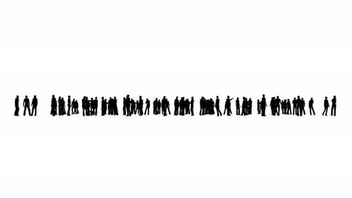 Animated Silhouettes of People Moving in a Horizontal Line