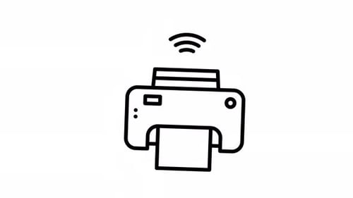 Animated Wireless Printer Icon Line Art