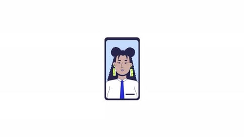 Hispanic consultant businesswoman on mobile phone screen 2D object animation