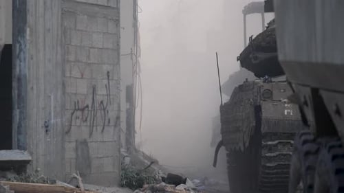 Israeli tanks during ground operations in the Gaza Strip, Israel–Hamas war street view