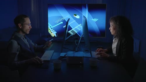 Engaging Business Meeting in a CuttingEdge HighTech Office Environment and Space