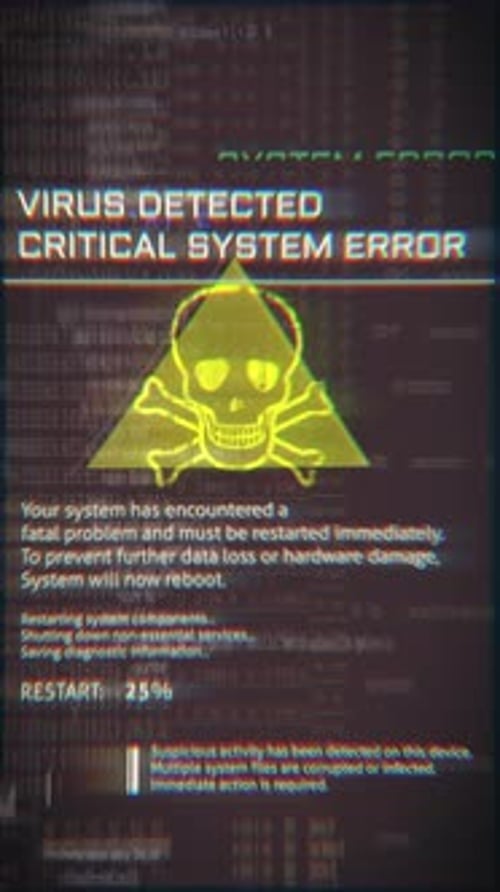 Digital Glitch Virus Detected Critical System Error Alert
