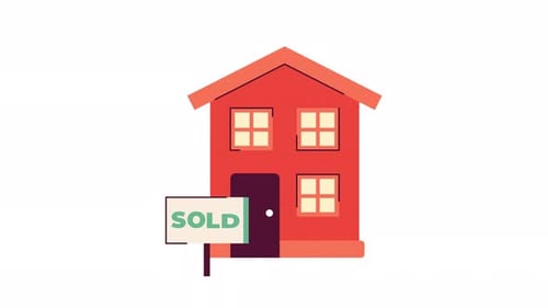 House sold real estate sign 2D animation