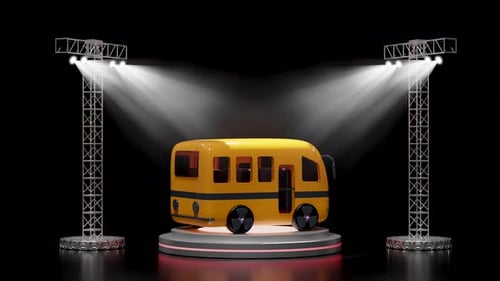Yellow Car Covered on Stage with Spotlights