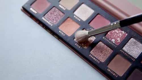 Brush Gains Up Nude Glitter Eye Shadow for Makeup Macro Close Up