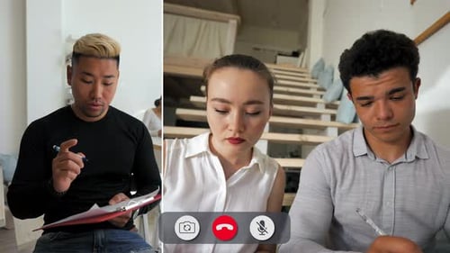 Séance d'étude virtuelle engageante entre des étudiants dévoués et un enseignant