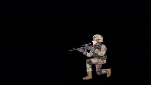 Soldier Shooting In War Alpha Channel 4K