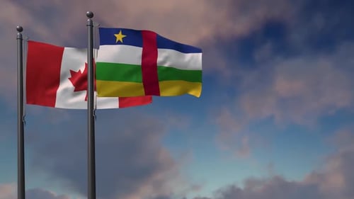Central African Republic Flag Waving Along With The National Flag Of The Canada - 2K