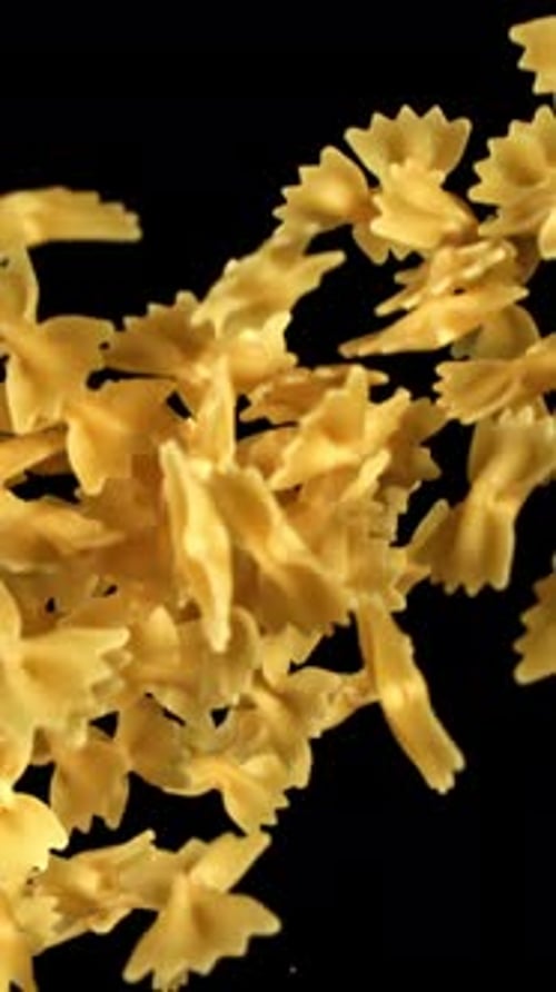 Super Slow Motion Flying Dry Farfalle Pasta Filmed on a Highspeed Camera at 1000 Fps