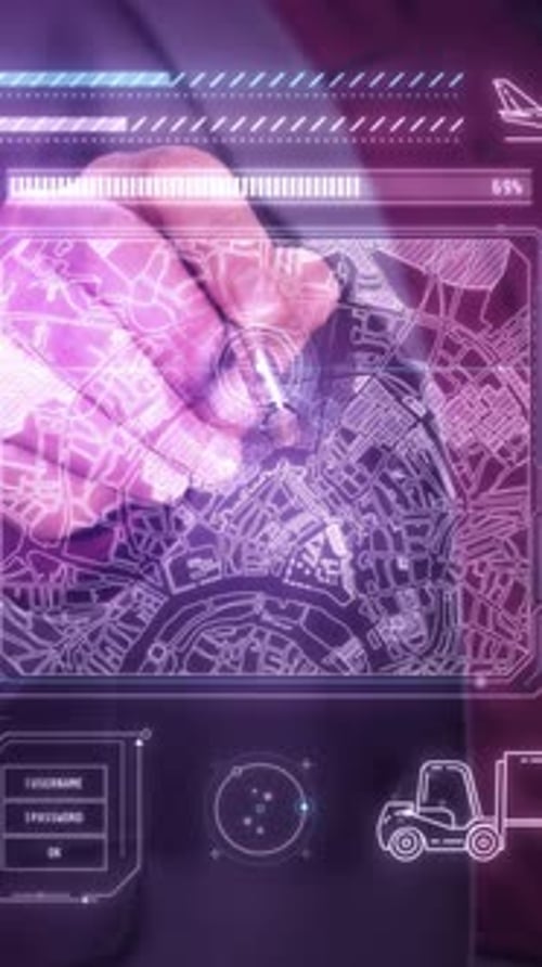 Infographics About Logistics and Cargo Transportation on a Virtual Panel