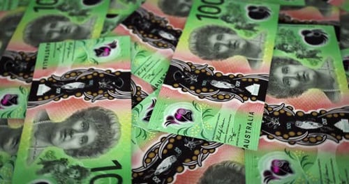 Australia Dollar growing pile of money seamless loop
