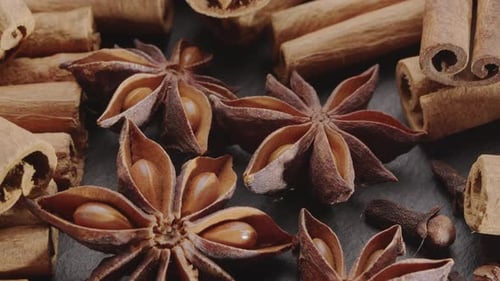 Spices: Cinnamon, Star Anise and Cloves Close Up