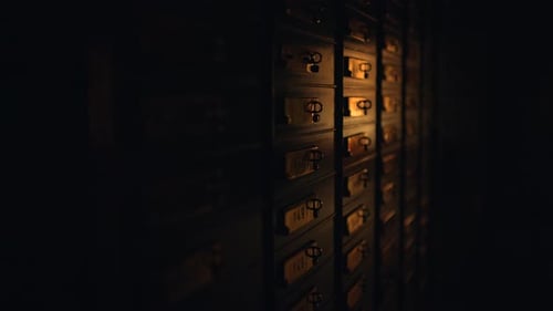Dark Metal Safe Deposit Boxes Inside
